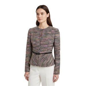 Nanette Lepore Juke Box Tweed Peplum Blazer Size 4 Multicolor